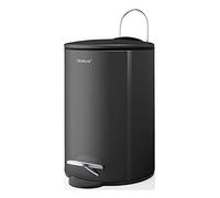 Blomus -TUBO 68888 Poubelle à pédale en acier revêtu par pulvérisation, anthracite, capacité 3 l, système Smart Close, seau amovible, accessoire de salle de bain exclusif (H x l x P) : 24,5 x 17 x 17