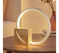 blonbar Lampe de chevet 10 W avec réveil lumineux, ports de charge USB, intensité variable, 10 sons naturels pour adultes et enfants, 3 niveaux de luminosité pour chambre à coucher, salon, bureau
