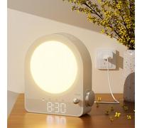 blonbar Réveil Lumière avec Lampe Aurora & 10 Sons Naturels,Lampe de Chevet Réglable - 2 Alarms, Veilleuse pour Chambre