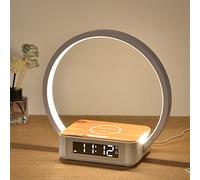 blonbar Réveil Lumineux Simulateur d'Aube,Tactile Réglable, 3 Niveaux Luminosité, Lampe Chevet,Chargeur Sans Fil 10W,Aide à Dormir Bébés,Adultes