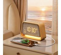 blonbar Réveil, réveil 3 en 1 avec veilleuse, aide au sommeil avec 10 bruits blancs et 10 sons naturels, lampe de table réglable à 3 niveaux pour chambre à coucher, chambre à coucher