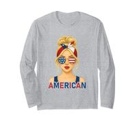Blond American Girl America Flag American Girlfriend Wife Manche Longue