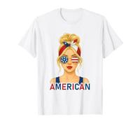 Blond American Girl America Flag American Girlfriend Wife T-Shirt