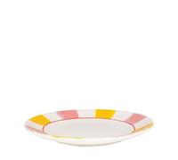 Blond Amsterdam Assiette de 22 cm « Even Bijkletsen » - Rayures quotidiennes en rose et jaune - Assiette à petit-déjeuner en céramique peinte à la main au design rayé frais