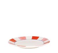Blond Amsterdam Assiette de 22 cm « Even Bijkletsen » - Rayures quotidiennes en rose et rouge - Assiette à petit-déjeuner en céramique peinte à la main au design à rayures fraîches
