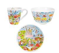 Blond Amsterdam Assiette petit-déjeuner 22 cm - Motifs contes, gâteaux et ballons - Vaisselle enfant - Collection anniversaire 70 ans du parc enchanté