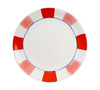 Blond Amsterdam Assiette plate 26 cm Grand plat en céramique avec rayures rose et rouge - Idéal pour dîner, déco et ambiance colorée