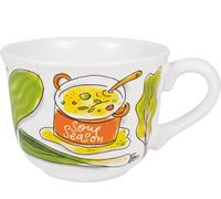 Blond Amsterdam Bol à Soupe avec Anse Collection Juste Papoter - Design Vert Coloré - Idéal pour Soupe Maison et Repas Confort