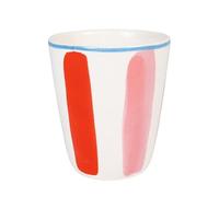 Blond Amsterdam Even Bijkletsen Tasse élégante pour petit-déjeuner, brunch et café, 0,35 l, motif de rayures quotidiennes, rose et rouge