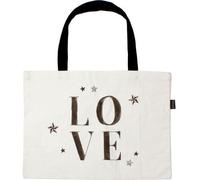Blond Amsterdam Sac en toile - Grand sac en coton avec illustration d'amour - Noir et blanc - Fait à la main - Réutilisable et robuste