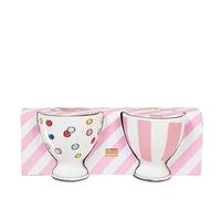 Blond Amsterdam Set de 2 coquetiers Motifs Confetti et Rayures - Collection Printemps Juste Papoter - Accessoire Petit-déjeuner - Cadeau déco Pastel