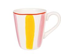 Blond Amsterdam - Tasse rayée rose et jaune en céramique 0,35L - Collection Juste Papoter - Design lumineux et joyeux pour thé, café ou petit-déjeuner convivial