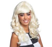 Blond Dolly Ruche Perruque Long Bou emmes Accessoire Déguisement