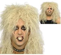 Blond Rock Star Perruque Hommes 80s Bouclé Punk Biker Célébrité Rockeur Costume