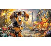 Blonde-Girl-with-Puppy-and-Birds-in-Garden Puzzle pour Adultes 1000 pièces Puzzle Jeu Stimulant pour décoration Murale et Cadeaux Idée Cadeau Parfaite Jeux éducatifs 38x26/1000 pièces