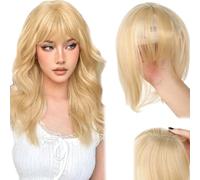 Blonde Hair Toppers for Women, 360° Cover Natural Looking Clip in Bangs, High Temperature Silk Blonde Bangs for Daily Wear Hair Topper