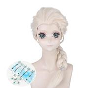 Blonde longue tressée Elsa Cosplay perruques Halloween pour les femmes carnaval pourim mascarade robe de soirée synthétique cheveux perruque et coiffe
