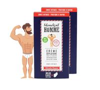 Blondépil Homme - Creme depilatoire homme sous la douche, Zone Intime, Rapide et Efficace, Adaptée à tous les types de peaux, Made in France, Inclus accessoire exfoliant, 100ml, lot de 2