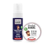 Blondépil Homme - Duo Mousse Nettoyante Visage & Barbe 150ml + Soin Barbe Homme 100ml, Nettoyant visage, Creme visage homme, 93% d’origine naturelle, Made in France