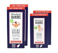 Blondépil Homme - Lot de 4 - Creme depilatoire Corps x2 & Creme depilatoire homme intime x2, Peaux sensibles, Made in France