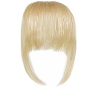 Blonder Clip-in-Pony aus echtem Humanhaar, französischer Pony mit Schläfen, natürlich wirkender Clip-in-Pony für Frauen, leicht abzustimmen und zu stylen, Humanhaar