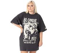 Blondie T-Shirt Oversize Robe Dames Femmes | Adultes en Direct de New York 1977 Tour Outfit | Logo de la Bande Gris Anthracite | Pop Rock Concert Gig Festival Vêtements