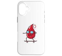 Blood Drop on Skateboard Groupe sanguin 0 Coque pour iPhone 16 Plus
