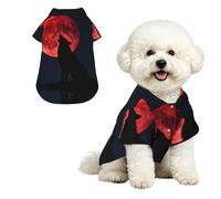 Blood Moon Wolf M Chemise hawaïenne pour petits chiens - Tenue de plage d'été pour chiot - Doux et respirant - Avec boutons