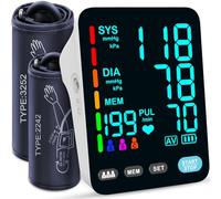 Blood Pressure Monitor, Automatic Upper Arm Blood Pressure Monitors for Home Use, 2 Blood Pressure Machine Cuff(9-17in & 13-21in) with Large LED Backlit Display, 3x199 Reading Memory Users White