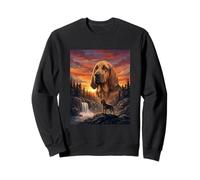 Bloodhound Dog Lover Vintage Sunset Forest Nature Art Sweatshirt