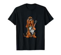 Bloodhound Dog Playing Electric Guitar - Animal Lover Guitar T-Shirt