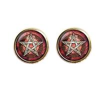 Bloody devil Boutons de manchette personnalisés, art artisanal, boutons de manchette pentagramme, bijoux pentagramme, boutons de manchette Wiccan, flammes gothiques