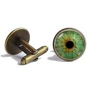 Bloody devil Boutons de manchette personnalisés avec image Boutons de manchette œil vert steampunk Boutons de manchette œil humain mauvais œil Boutons de manchette gothique Œil humain