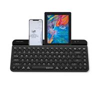 Bloody FBK30 Clavier sans fil multi-appareils QuietKey 2,4 G et Bluetooth double mode, jusqu'à 4 appareils, portable avec support intégré pour Mac iOS Windows Android (noir classique)