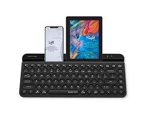 Bloody FBK30 Clavier sans fil multi-appareils QuietKey 2,4 G et Bluetooth double mode, jusqu'à 4 appareils, portable avec support intégré pour Mac iOS Windows Android (noir classique)