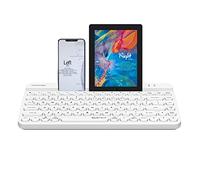 Bloody FBK30 Clavier sans fil multi-appareils QuietKey 2.4G et Bluetooth double mode, jusqu'à 4 appareils, portable avec support intégré pour Mac iOS, Windows, Android (blanc pur)