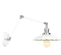 BLOOHK Applique murale industrielle moderne à bras pivotant blanc, longue lampe articulée réglable, luminaire de travail lecture ferme for chambre coucher, chevet, bureau, étude(A)