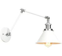 BLOOHK Applique murale industrielle moderne à bras pivotant blanc, longue lampe articulée réglable, luminaire de travail lecture ferme for chambre coucher, chevet, bureau, étude(B)