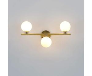 BLOOHK Applique murale moderne dorée à 3 lumières for salle de bain, applique globe nordique avec abat-jour en boule verre, créative métal Art déco E27 for façade miroir, salon et chambre coucher