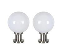 BLOOHK Lampadaire d'extérieur Globe avec Abat-Jour sphérique Opale Blanc, Base en Acier Inoxydable, Lampe Pilier Moderne et étanche pour Jardin, allée, Patio, Portail, clôture