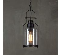 BLOOHK Lampe à suspension industrielle, lampe suspendue en pot de verre vintage, luminaire de plafond à cylindre en métal rétro avec chaîne réglable for îlot de cuisine, salle à manger