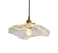 BLOOHK Lampe à suspension vintage en verre et laiton, lampe suspendue festonnée en feuille de lotus, plafonnier en verre nervuré moderne du milieu du siècle for îlot de cuisine(B)