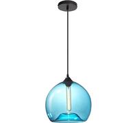 BLOOHK Lampe suspendue moderne en verre soufflé à la main, grand luminaire de plafond en verre de ferme for salle à manger, chambre à coucher, base E26 de 12 pouces