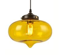 BLOOHK Lampe suspendue vintage industrielle, luminaire suspendu en verre gris fumé, plafonnier rétro à cordon de suspension réglable for îlot de cuisine, salle à manger, bar, café(Yellow)