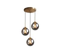 BLOOHK Lustre suspendu réglable à 3 lumières avec abat-jour en boule de verre, lampe suspendue à douille E26 for salon, cuisine, chambre à coucher, éclairage de couloir d'entrée(B)