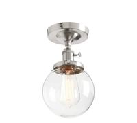 BLOOHK Plafonnier moderne semi-encastré, luminaire globe industriel avec abat-jour en verre transparent, lampe suspendue vintage à 1 lumière for entrée, couloir, foyer