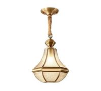 BLOOHK Suspension américaine style Mid-Century en laiton doré, abat-jour en verre bullé de 40 cm, lustre luxueux à chaînette for chambre ou salon.