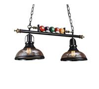 BLOOHK Suspension en verre style billard, luminaire de plafond industriel rétro en métal à 3 lumières, lampe suspendue antique for bar, restaurant, salle à manger et café(2 Lights)