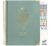 bloom daily planners Agenda scolaire 2025-2026 (21,6 x 27,9 cm) à couverture rigide (juillet 2025 à juillet 2026) - Organiseur d'objectifs - Agenda mensuel et hebdomadaire inspirant - Lin vert