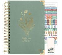 bloom daily planners Agenda scolaire 2025-2026 à couverture rigide (juillet 2025 à juillet 2026) - Agenda mensuel et hebdomadaire A5 - 14 x 21 cm - Lin vert